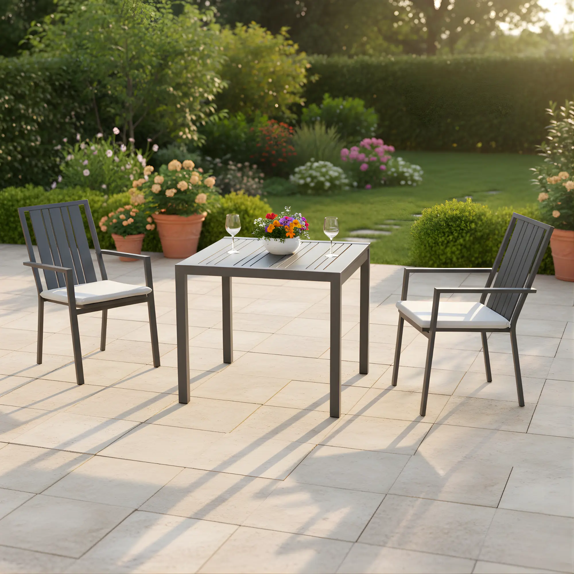 Naloa 90x90 aluminium garden table