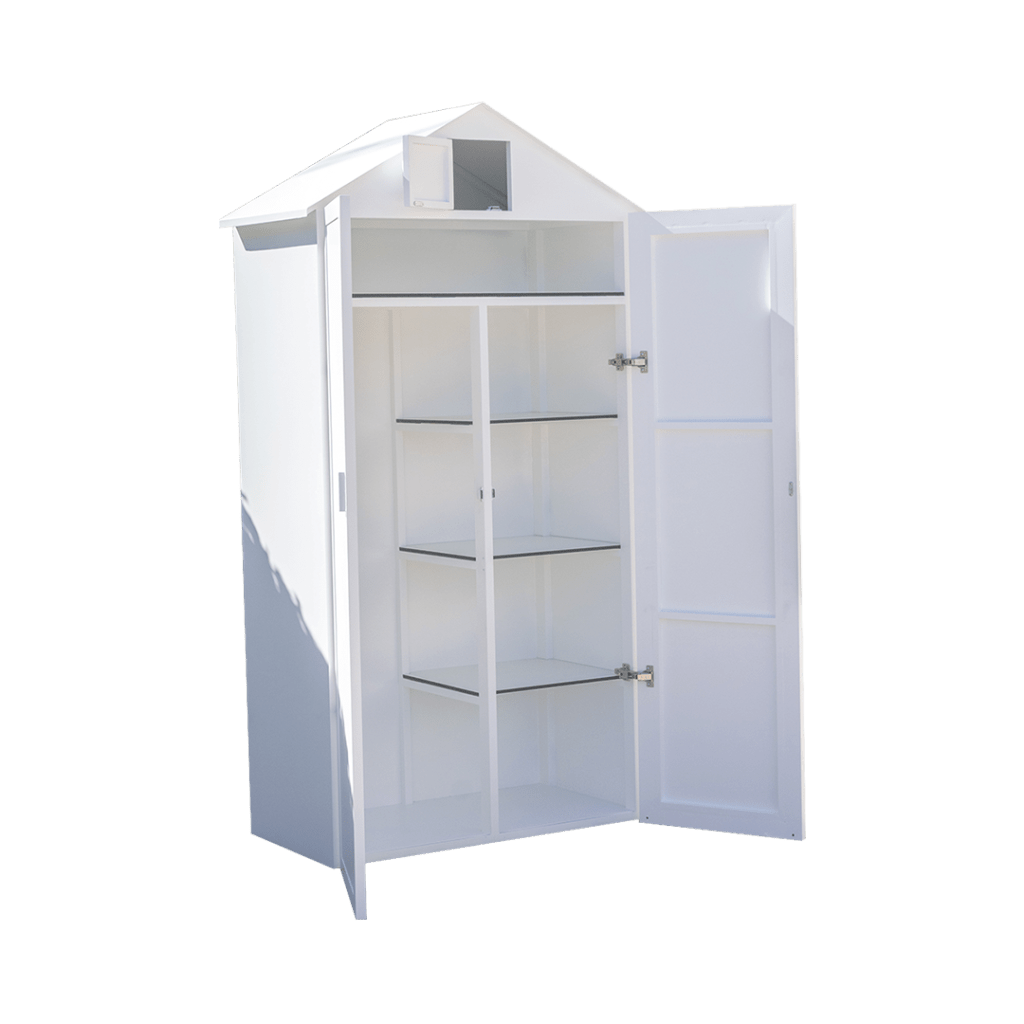 Custom white outdoor storage