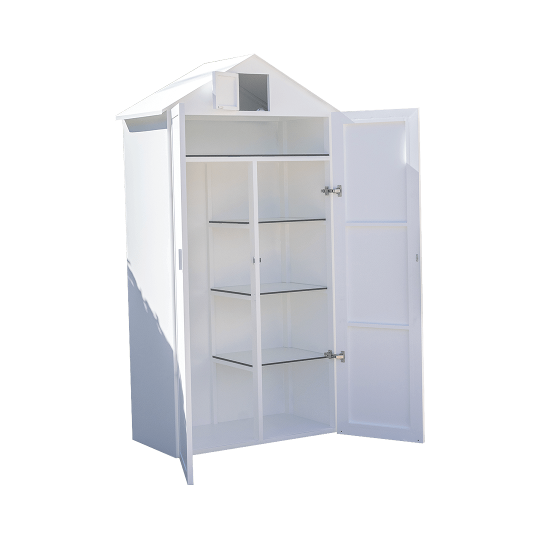 Custom white outdoor storage