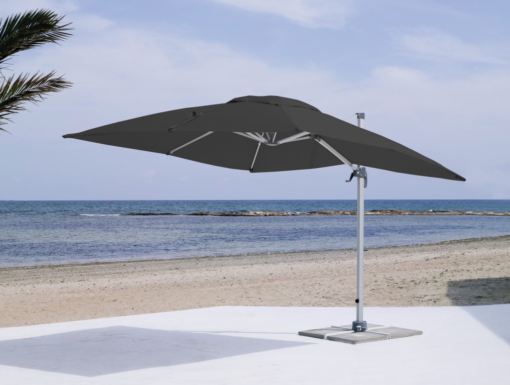 Anthracite Commercial Cantilever Parasol with beige frame