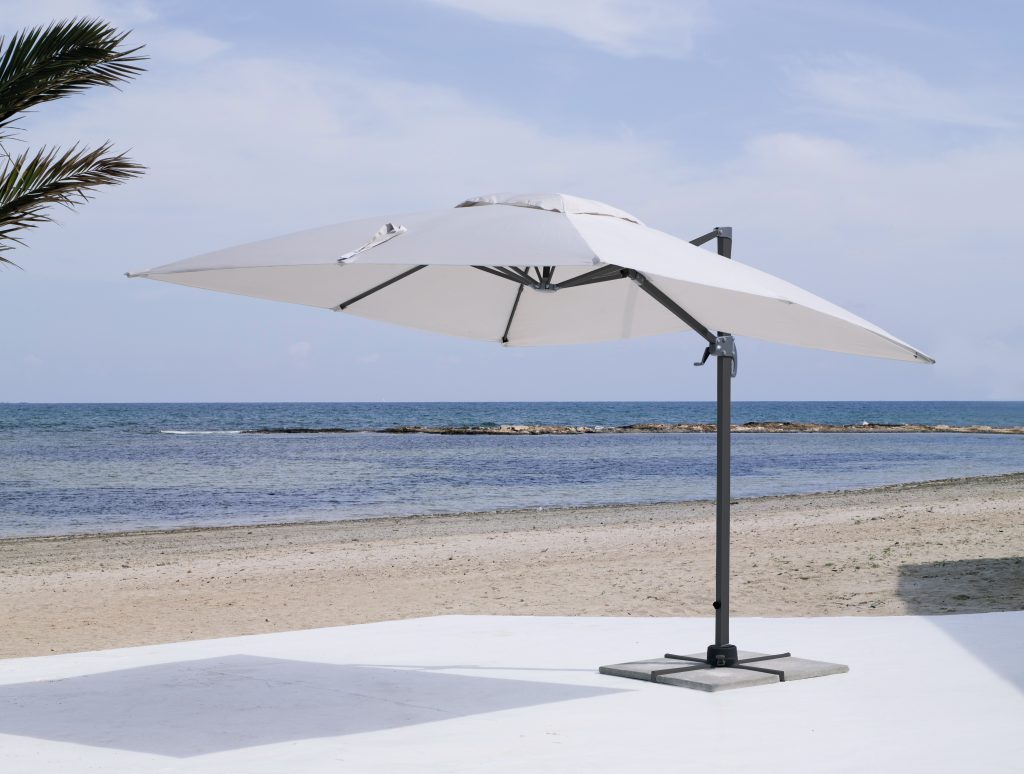 White Commercial Cantilever Umbrella with Anthracite Frame