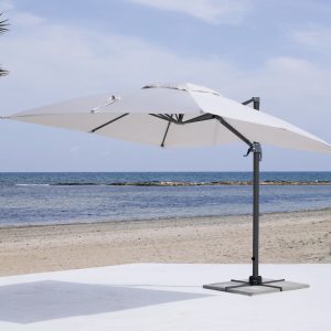 White Commercial Cantilever Umbrella with Anthracite Frame