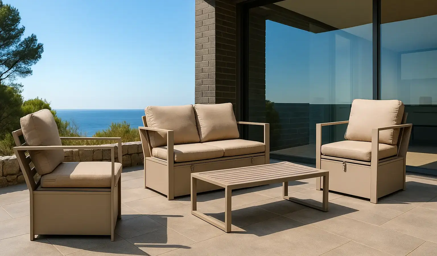 TISEN 3-Seater Garden Storage Sofa