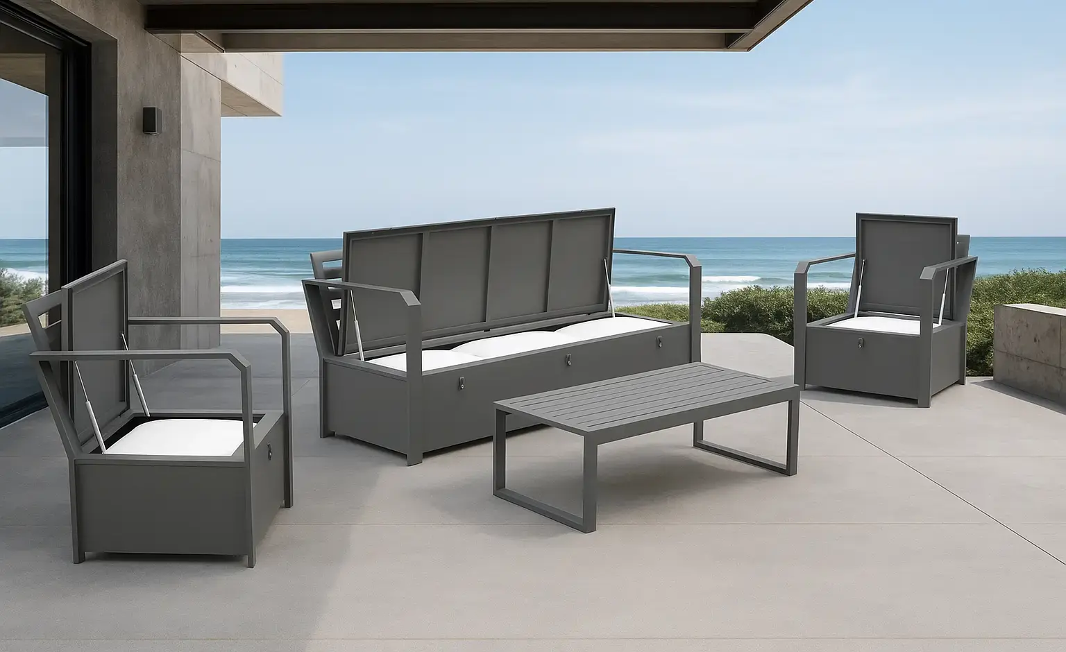 TISEN 3-Seater Garden Storage Sofa