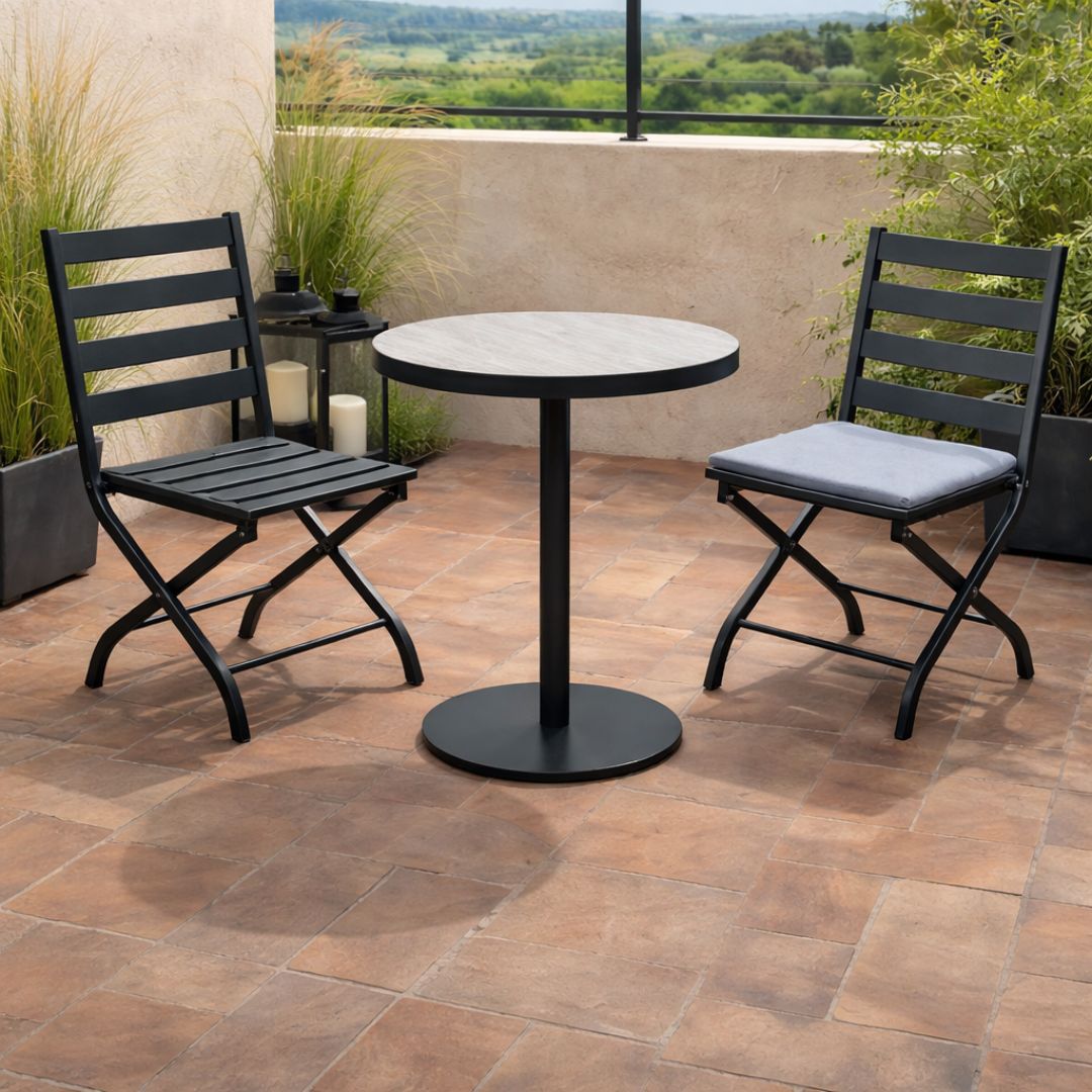 ADELID 60 / CALESIA Table and Two Folding Chairs Set