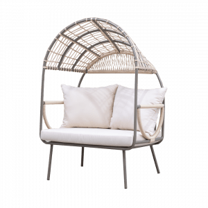 Derek double garden armchair in aluminium and rope